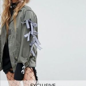 Reclaimed vintage military jacket with bow